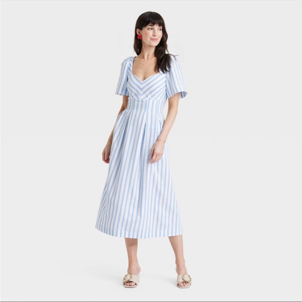 Blue and White Striped Dress